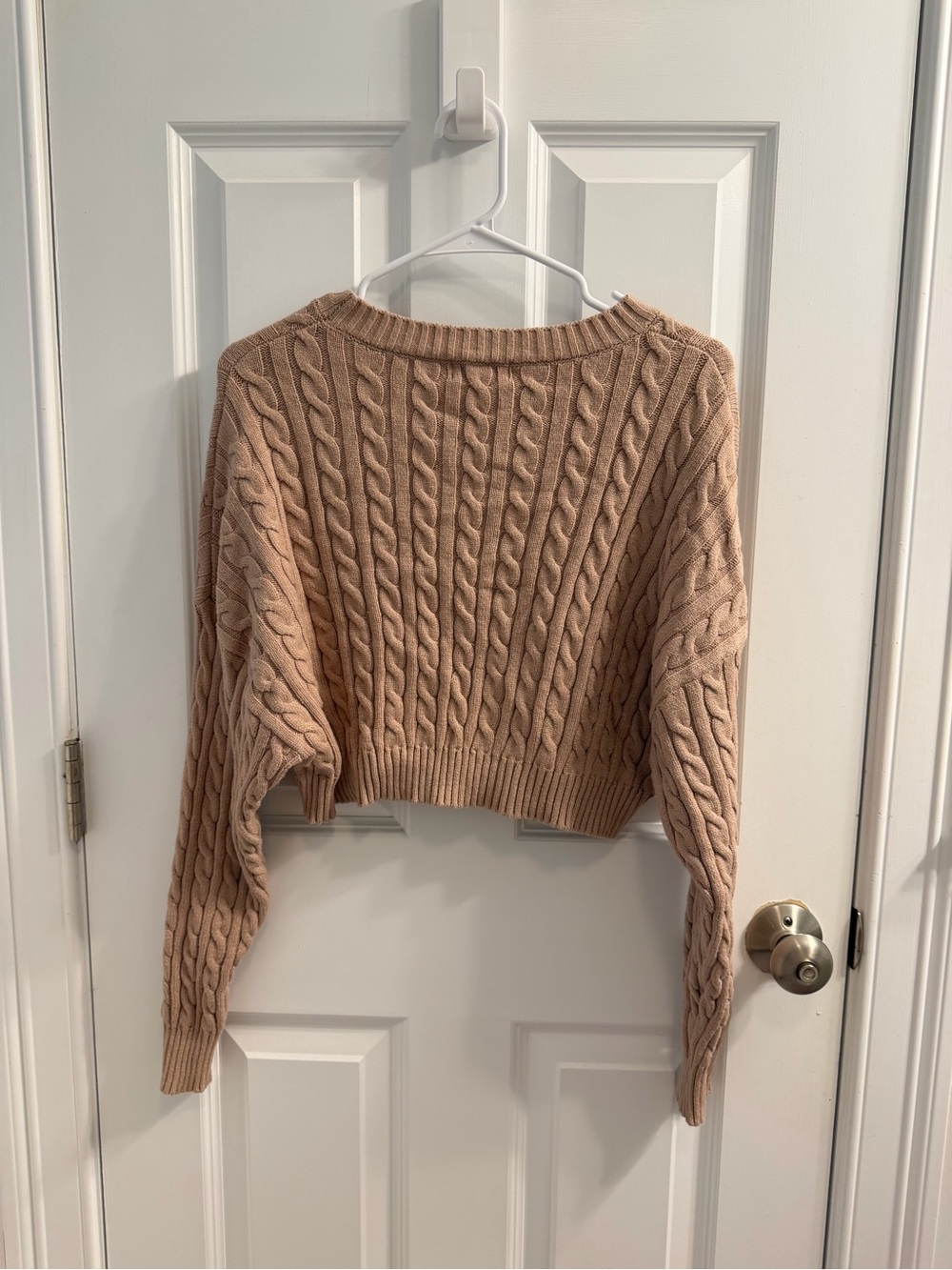 Altar'd State Cable Knit Cropped Sweater - Beige - Picture 3 of 3